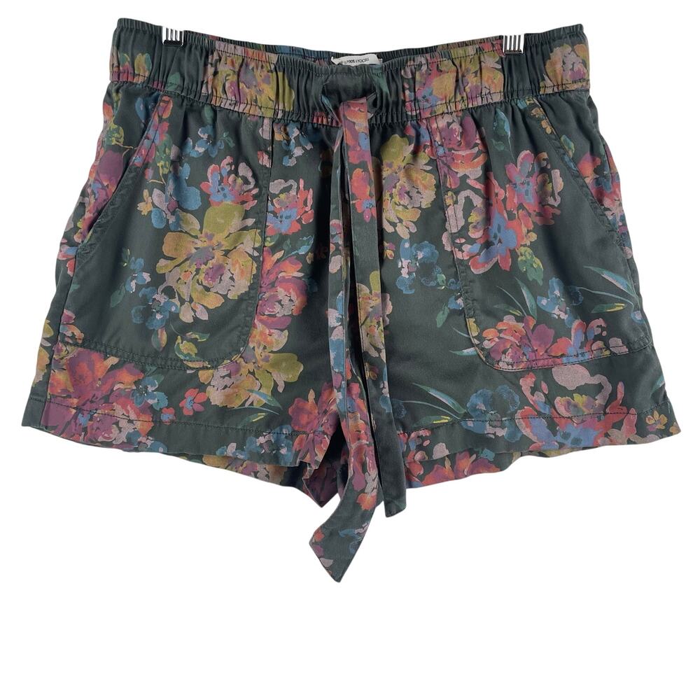 Nicole Miller Women’s New York Floral Lyocell Tie-Belt Shorts SZ LG Green